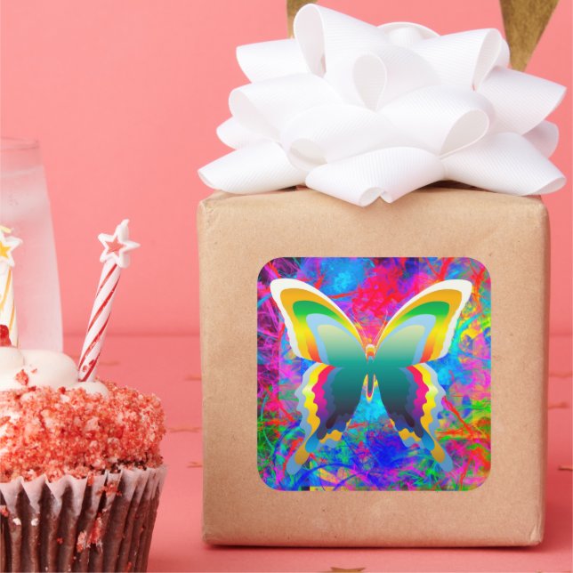 Psychedelic Butterflies  Square Sticker (Party)