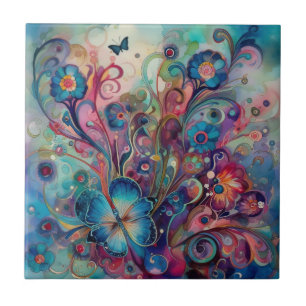 Psychedelic Butterflies Tile