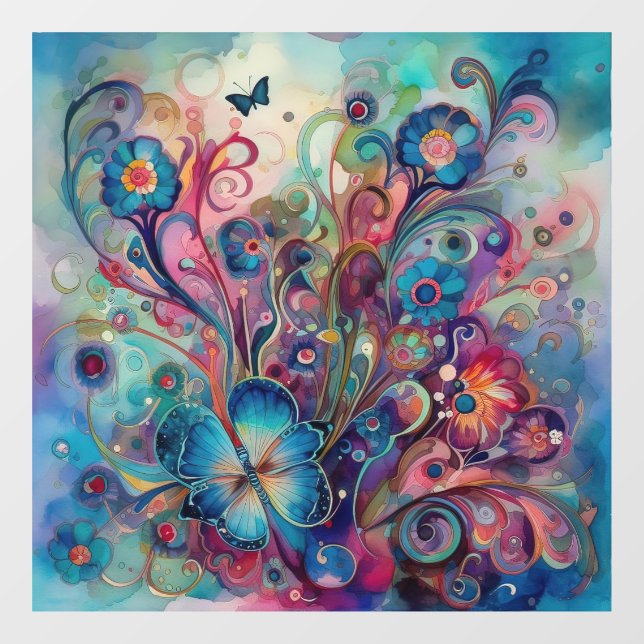 Psychedelic Butterflies Window Cling (Sheet)