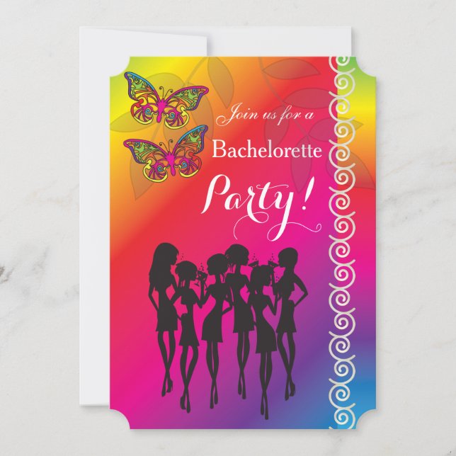 Psychedelic Butterfly Bachelorette Party Designs Invitation (Front)