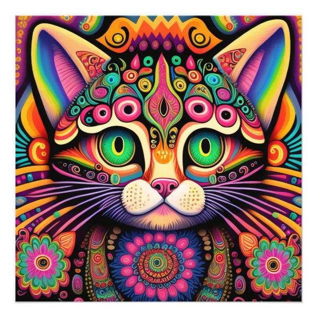 Psychedelic Cat 2 Photo Print (Front)