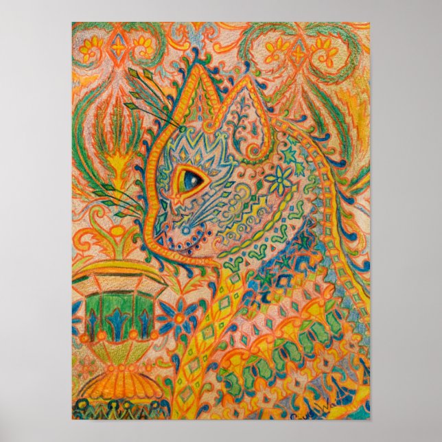 Psychedelic Cat by Louis Wain Poster (Front)