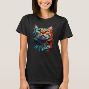 Psychedelic Cat Colourful, Cat Lover T-Shirt