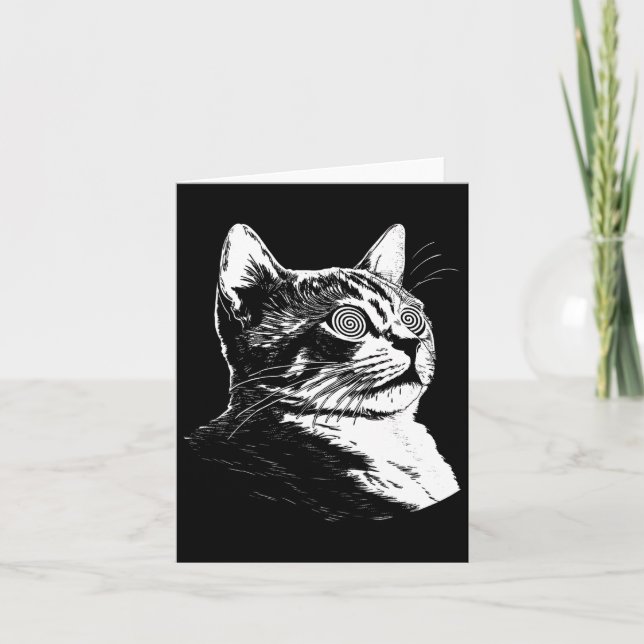 Psychedelic Cat Festival Edm Trippy Illusion Kitty Card (Front)
