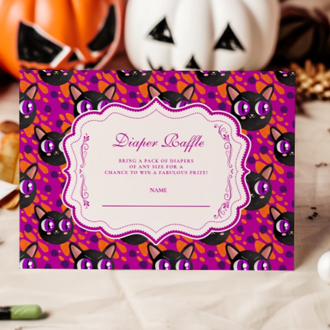 Psychedelic Cat Halloween  Diapper Raffle Enclosure Card (Creator Uploaded)
