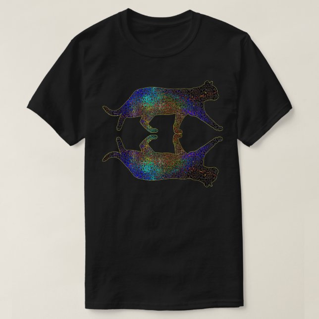 Psychedelic Cat on a Mirror  T-Shirt (Design Front)