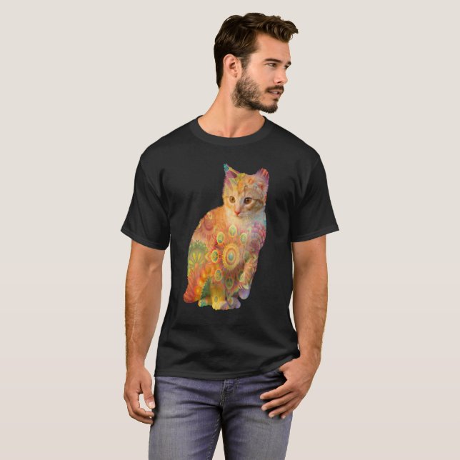 Psychedelic Cat Shirt, Tie Dye Cat Shirt (Front Full)