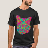 Psychedelic Cat T-Shirt - Black