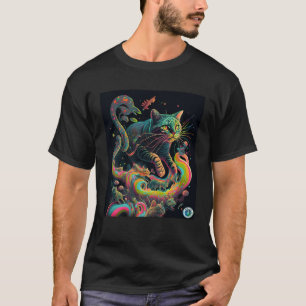 Psychedelic Cat Travelling Through Time and Space T-Shirt