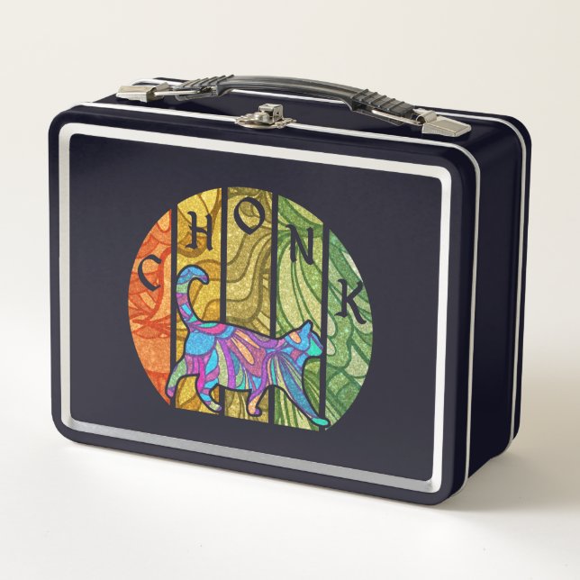 Psychedelic Cat – Trippy Feline Art Metal Lunch Box (Front)