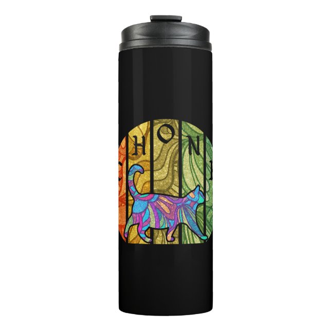 Psychedelic Cat – Trippy Feline Art Thermal Tumbler (Front)