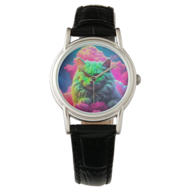 Psychedelic cat watch for cat lover (Front)