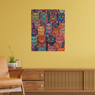 Psychedelic cats. Hippy, Bohemian, BoHo Poster