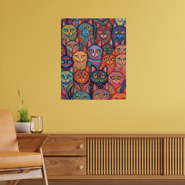 Psychedelic cats. Hippy, Bohemian, BoHo Poster (Living Room 2)