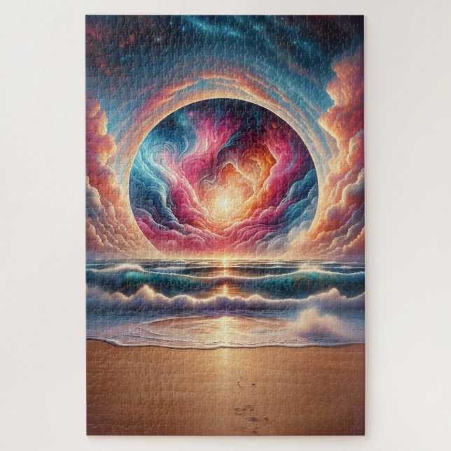 Psychedelic Celestial Sunset Beach Landscape Jigsaw Puzzle (Vertical)