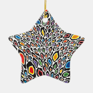 Psychedelic Cheetah Ceramic Tree Decoration