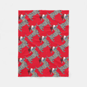 Psychedelic-Cheetah-Doxie-Santa Fleece Blanket