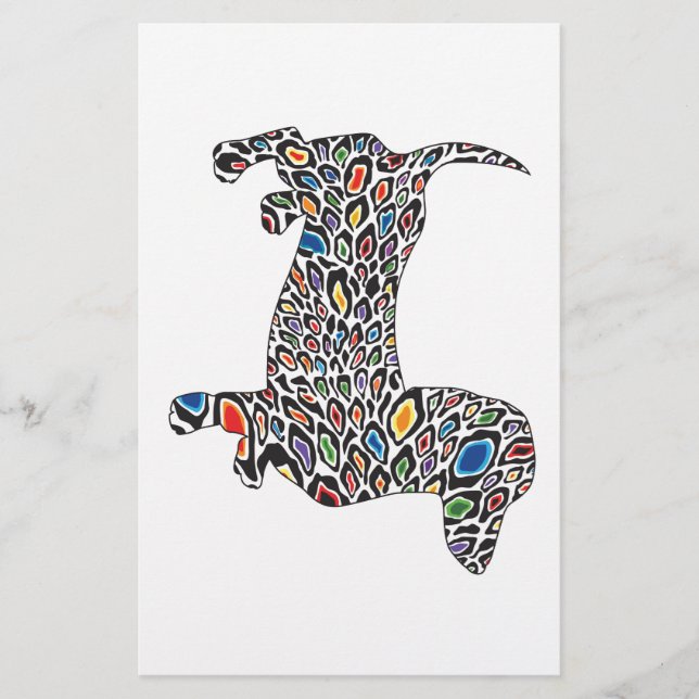 Psychedelic Cheetah Doxie Stationery (Front)