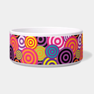 psychedelic circles cat food bowl 