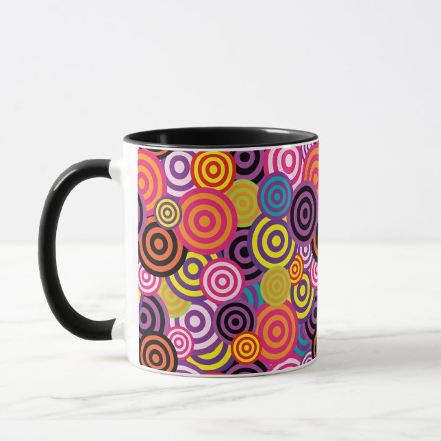 psychedelic circles coffee mug (Left)