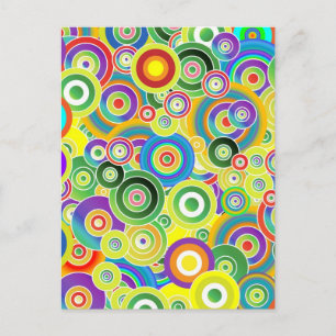 Psychedelic Circles of Colours - Cool Postcard