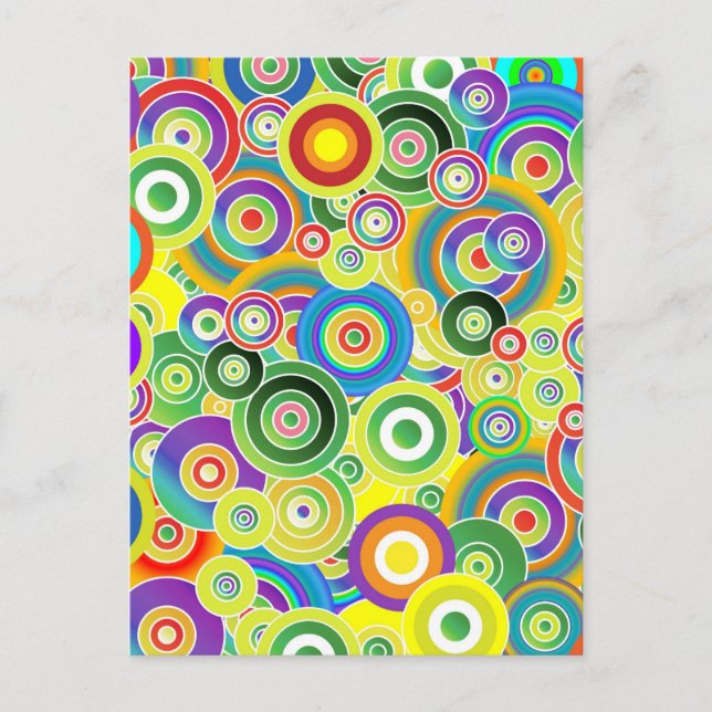 Psychedelic Circles of Colours - Cool Postcard (Front)