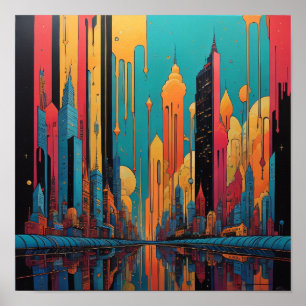 Psychedelic city poster