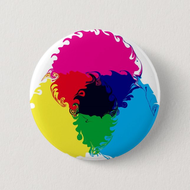 Psychedelic CMYK 6 Cm Round Badge (Front)