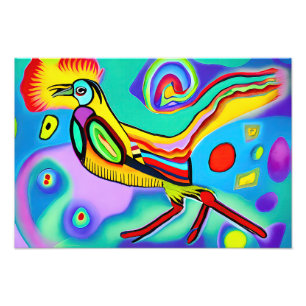 Psychedelic Cockerel: Colourful strident cockerel Photo Print