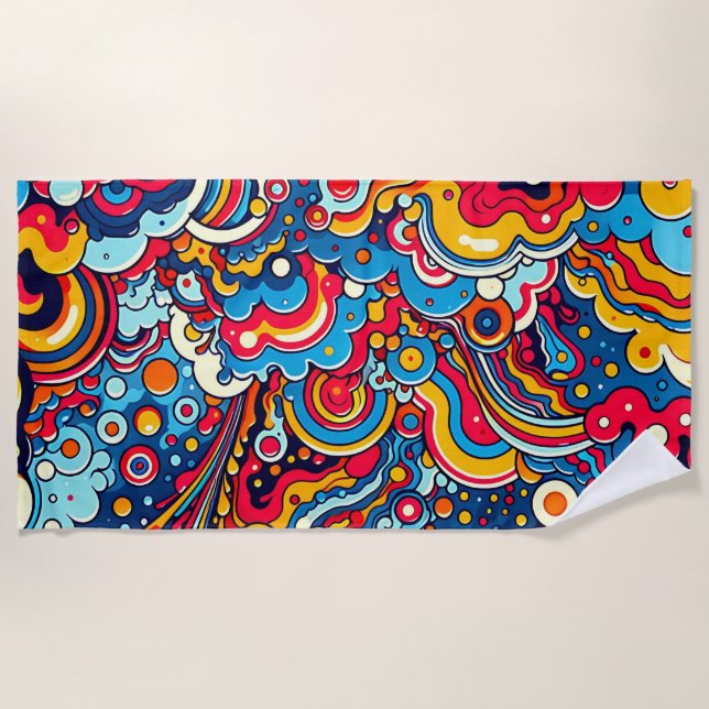 psychedelic colorful graphic beach towel (Front)