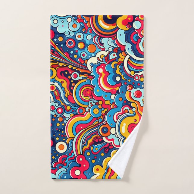 psychedelic colorful graphic hand towel (Hand Towel)