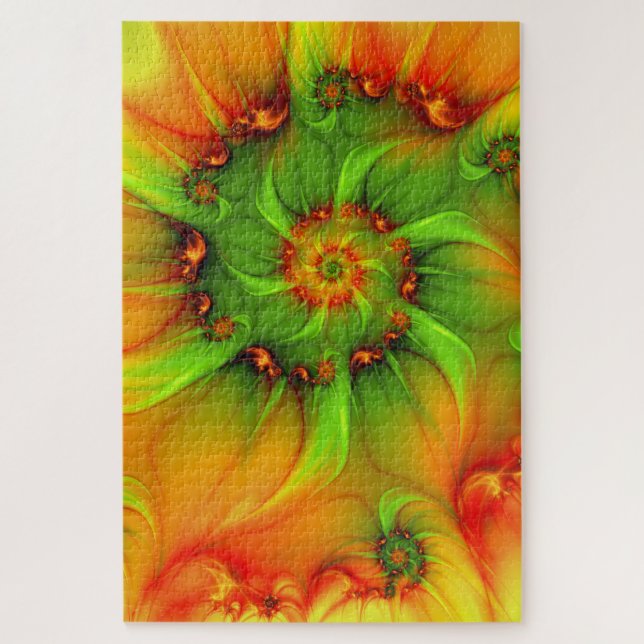 Psychedelic Colorful Modern Abstract Fractal Art Jigsaw Puzzle (Vertical)