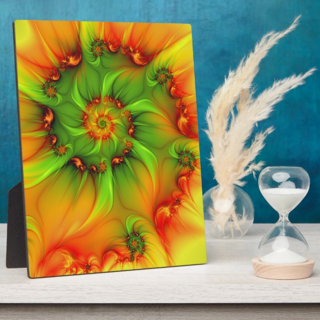 Psychedelic Colorful Modern Abstract Fractal Art Plaque (Side)