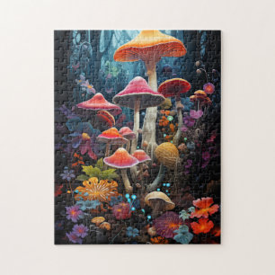 Psychedelic Colorful Mushrooms Jigsaw Puzzle