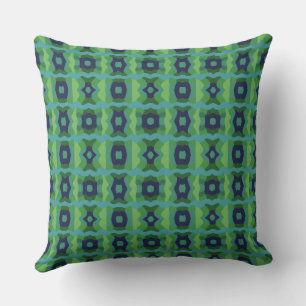 Psychedelic Colour Block Patchwork Green Blue Cushion