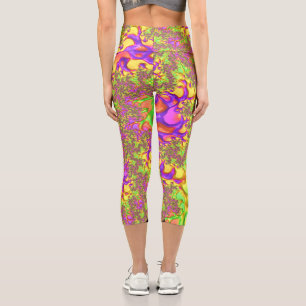 Psychedelic Colourful Acid Trip Abstract Fractal Capri Leggings