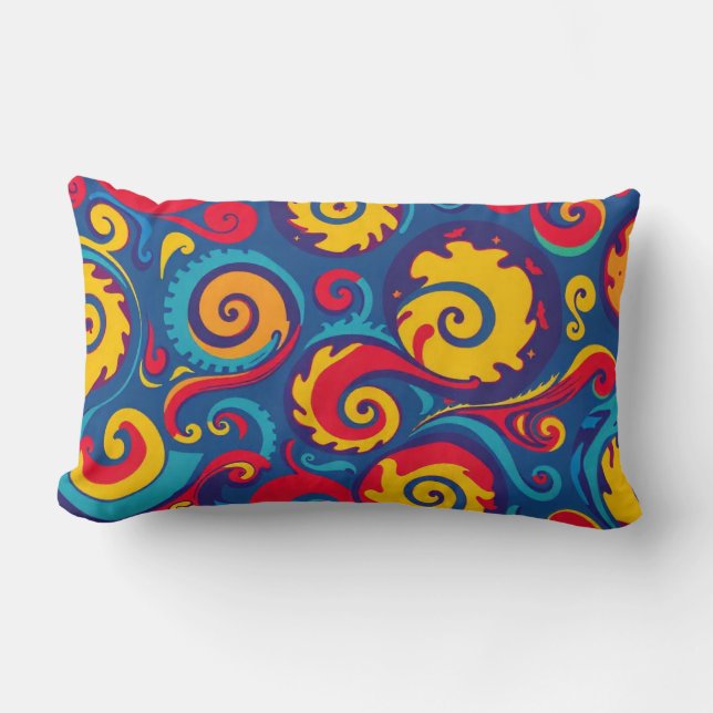 Psychedelic Colourful Geometric Pattern Lumbar Cushion (Front)