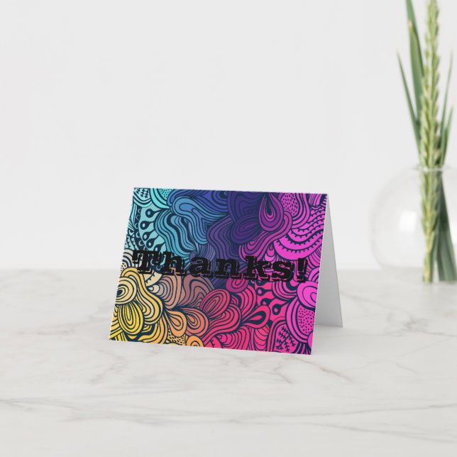 Psychedelic Colourful Loops Thank You Card (Front)