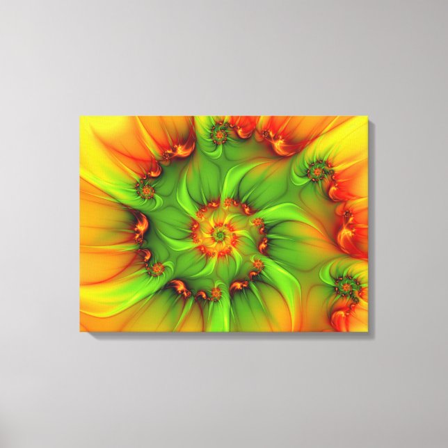 Psychedelic Colourful Modern Abstract Fractal Art Canvas Print (Front)