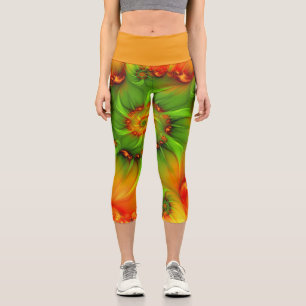Psychedelic Colourful Modern Abstract Fractal Art Capri Leggings