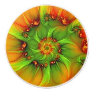 Psychedelic Colourful Modern Abstract Fractal Art Ceramic Knob