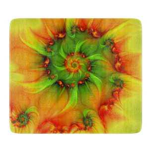 Psychedelic Colourful Modern Abstract Fractal Art Cutting Board