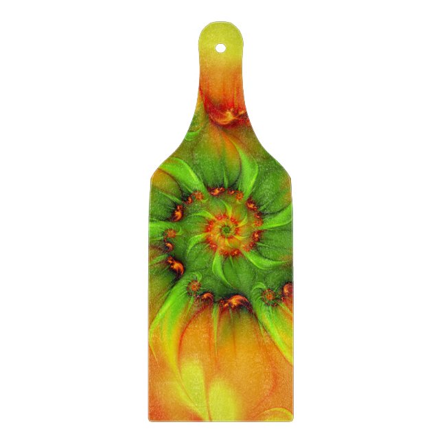 Psychedelic Colourful Modern Abstract Fractal Art Cutting Board (Front)