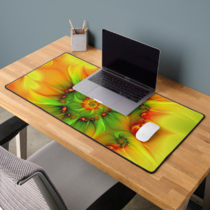 Psychedelic Colourful Modern Abstract Fractal Art Desk Mat