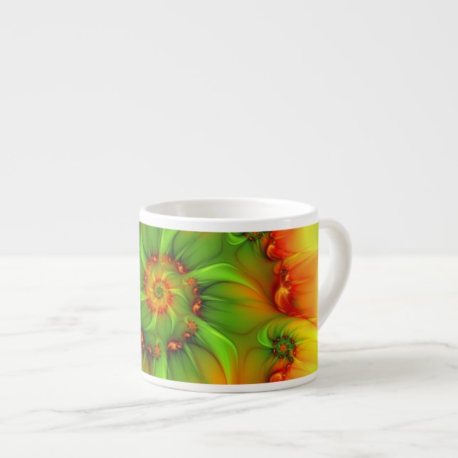 Psychedelic Colourful Modern Abstract Fractal Art Espresso Cup (Front Right)