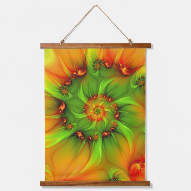 Psychedelic Colourful Modern Abstract Fractal Art Hanging Tapestry (Front)