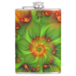 Psychedelic Colourful Modern Abstract Fractal Art Hip Flask