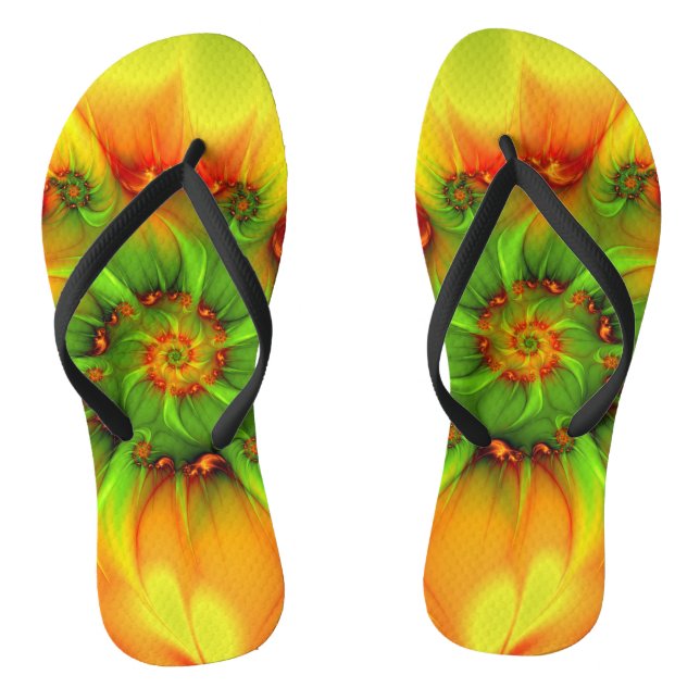 Psychedelic Colourful Modern Abstract Fractal Art Jandals (Footbed)