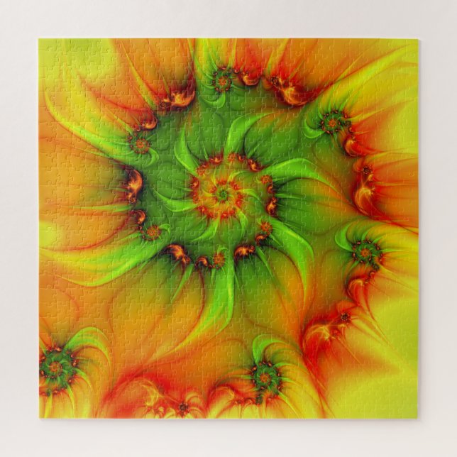 Psychedelic Colourful Modern Abstract Fractal Art Jigsaw Puzzle (Vertical)