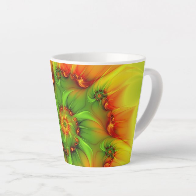 Psychedelic Colourful Modern Abstract Fractal Art Latte Mug (Right Angle)
